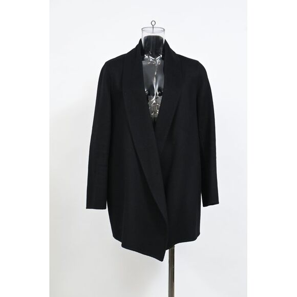 Theory Shawl Coat in Black Wool